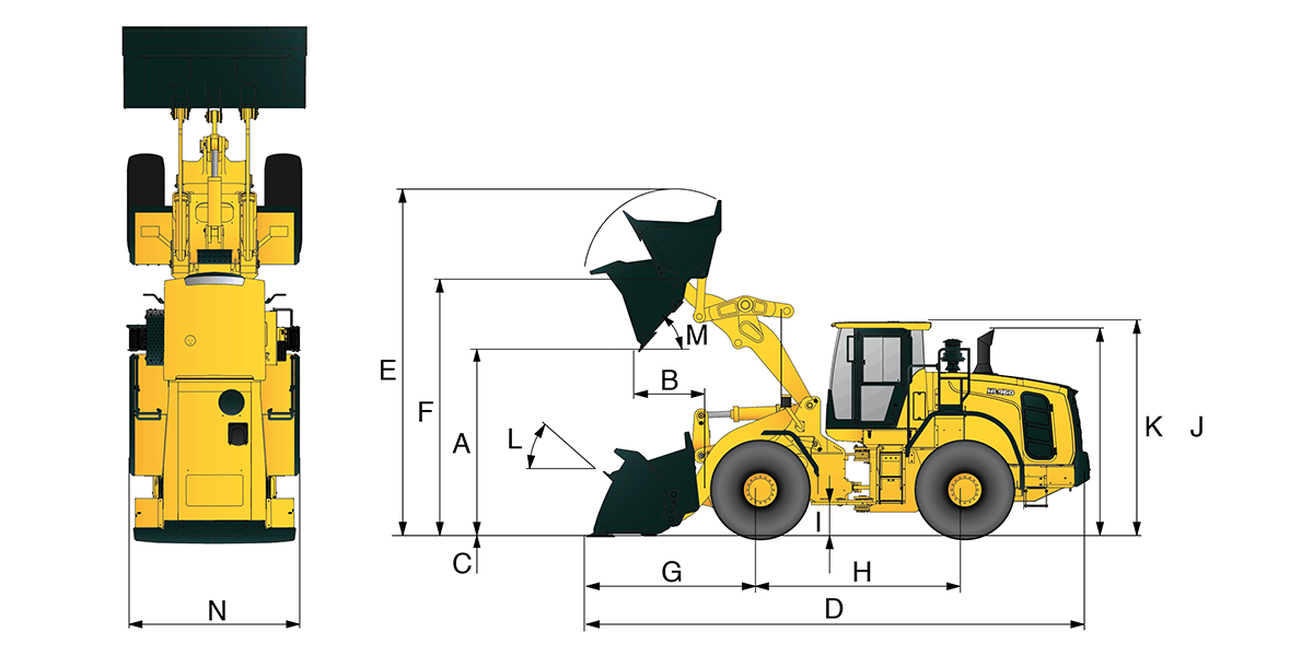 Hyundai HL940XT Wheel Loader Dimensions